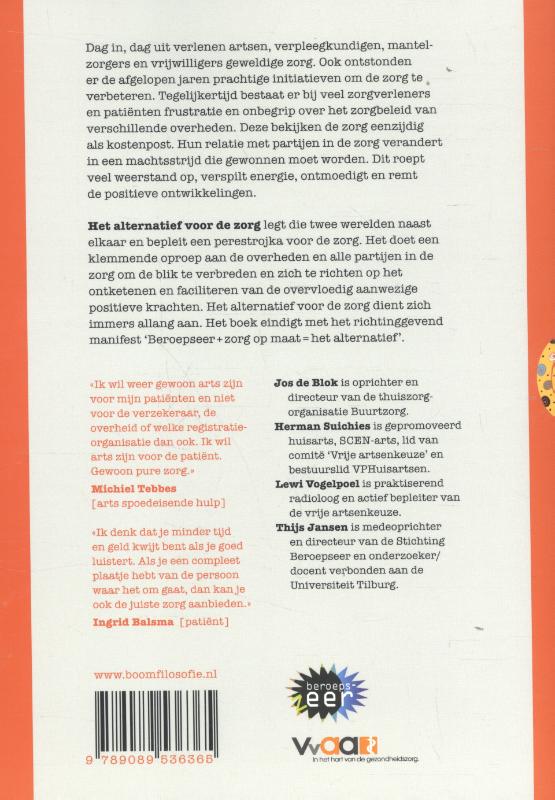 Achterkant van Het alternatief voor de zorg