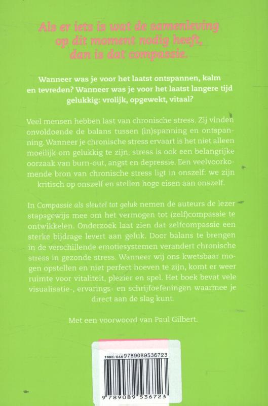 Achterkant van Compassie als sleutel tot geluk