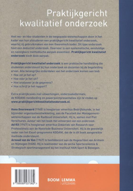 Achterkant van Praktijkgericht kwalitatief onderzoek