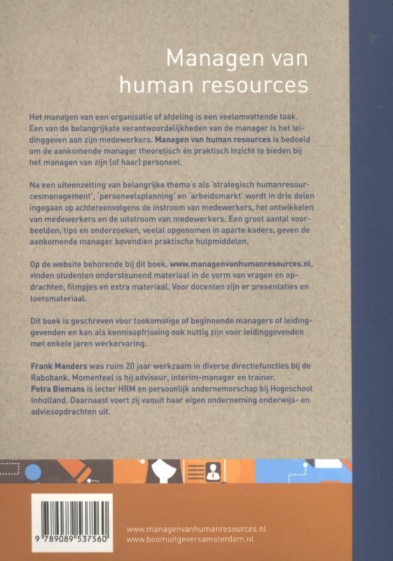 Achterkant van Managen van human resources
