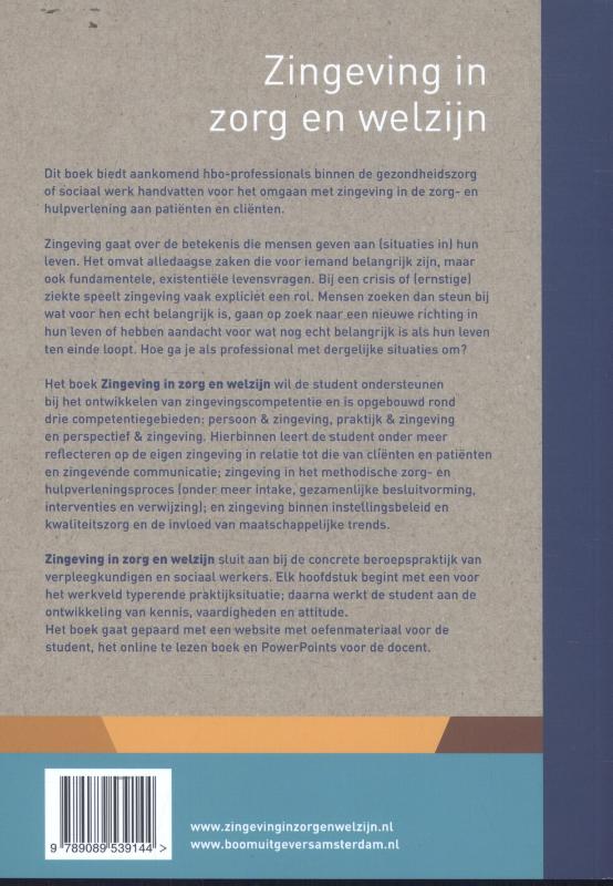 Achterkant van Zingeving in zorg en welzijn