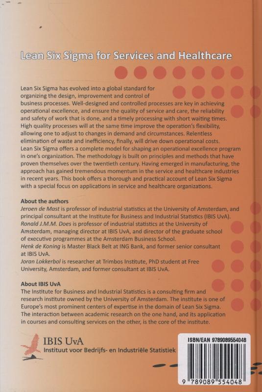 Achterkant van Lean six sigma for services and healthcare