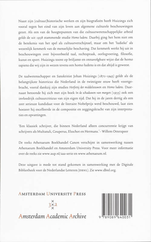 Achterkant van Homo Ludens