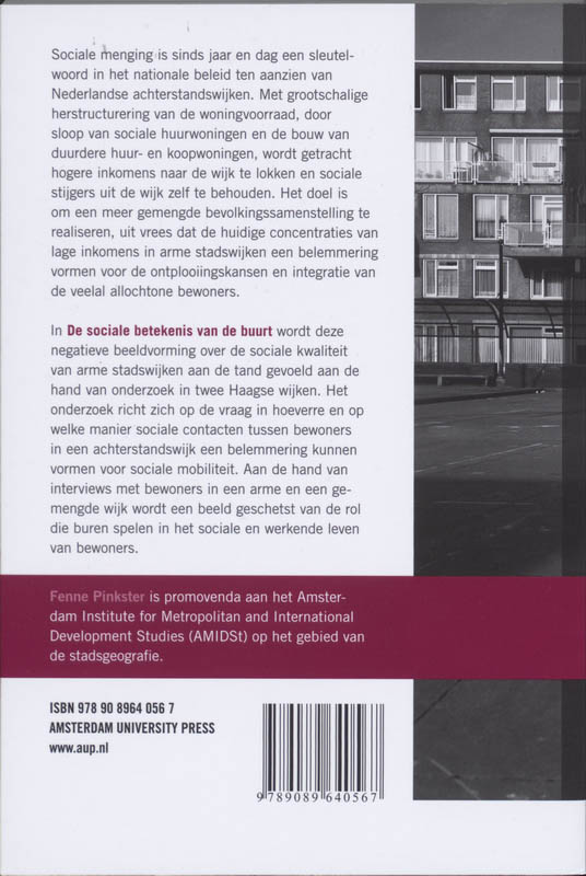 Achterkant van De sociale betekenis van de buurt