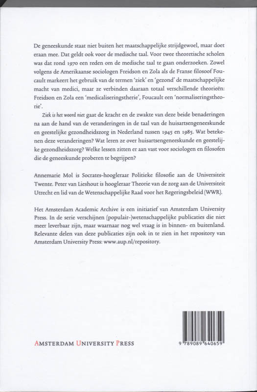 Achterkant van Ziek is het woord niet