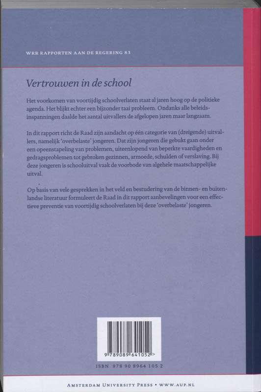Achterkant van Vertrouwen in de school