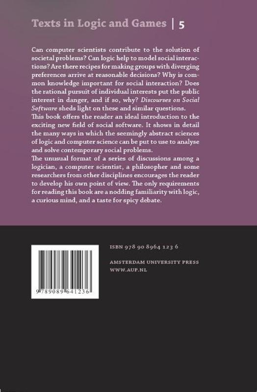 Achterkant van Discourses on social software