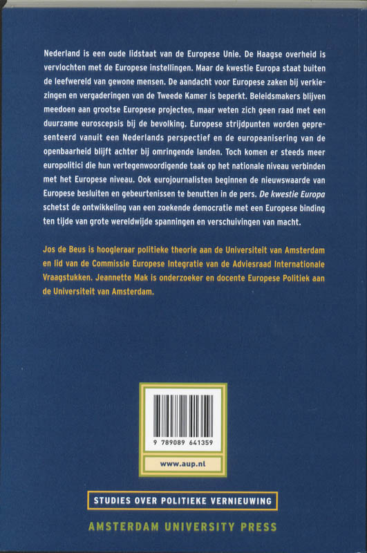 Achterkant van De kwestie Europa
