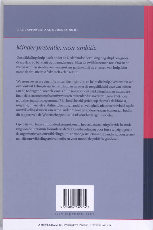 Achterkant van Minder pretentie, meer ambitie