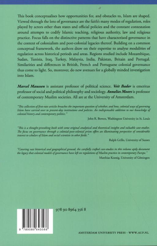 Achterkant van Colonial and post-colonial governance of Islam