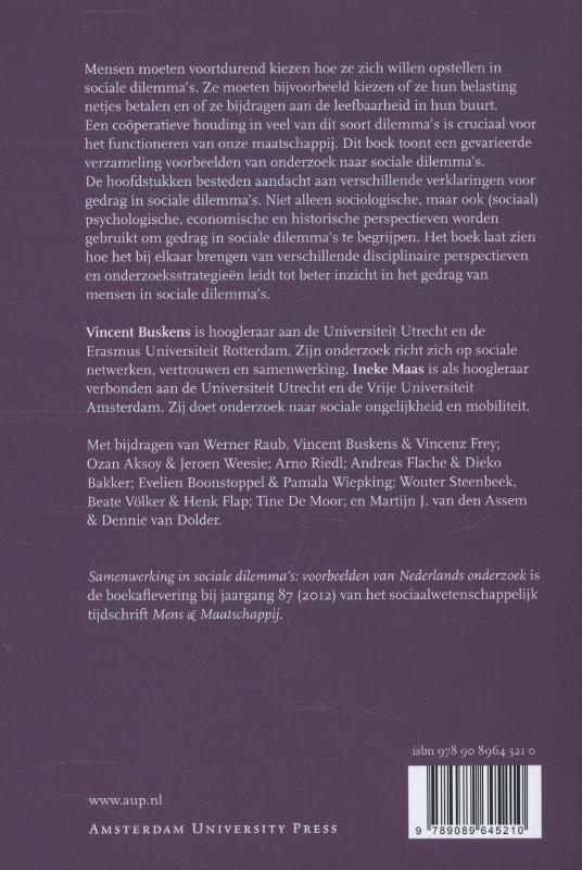 Achterkant van Samenwerking in sociale dilemma's
