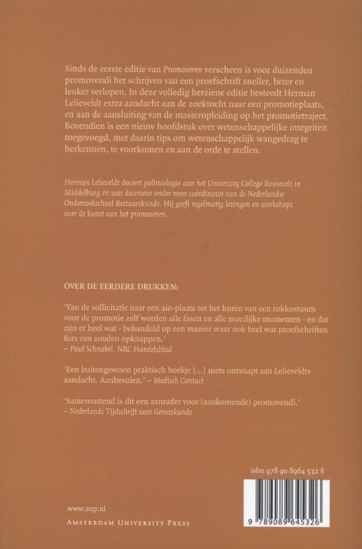 Achterkant van Promoveren