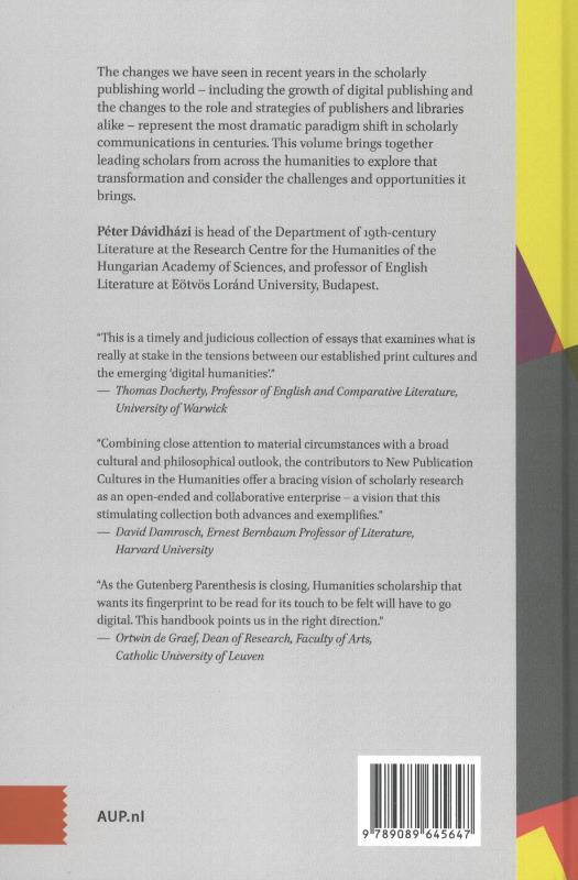 Achterkant van New publication cultures in the humanities