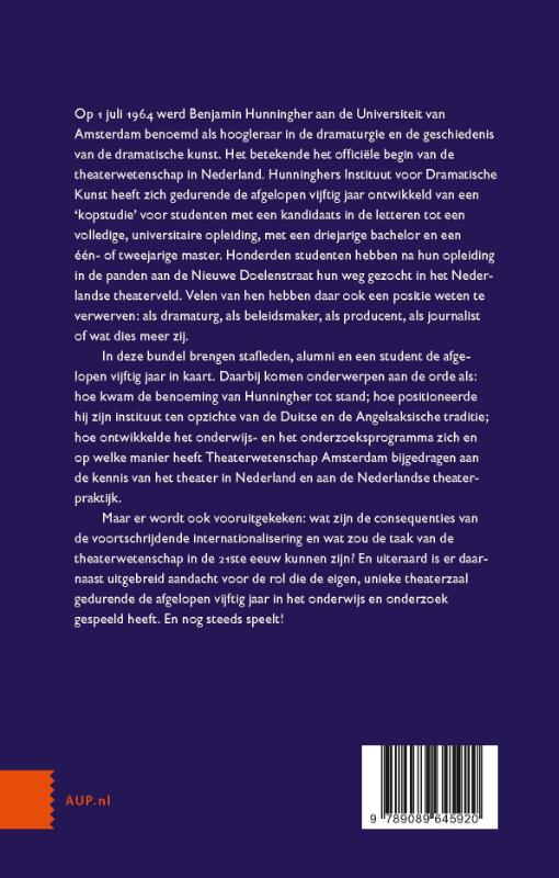 Achterkant van Theaterwetenschap aan de Amstel