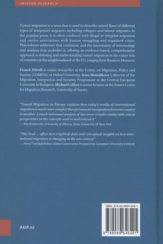 Achterkant van Transit migration in Europe