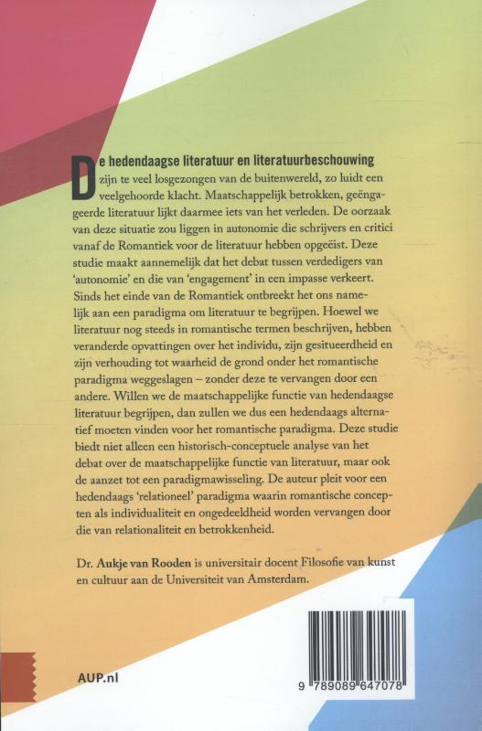 Achterkant van Literatuur, engagement en autonomie