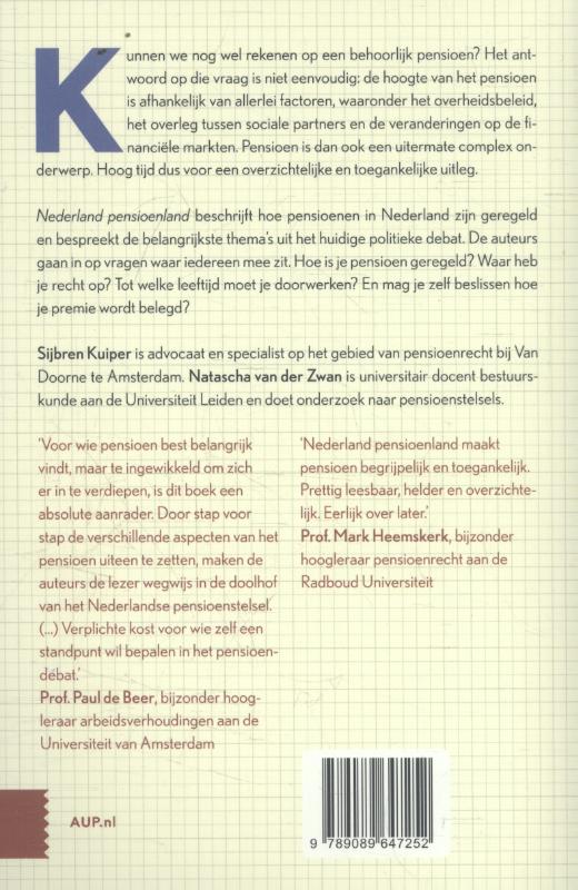 Achterkant van Nederland pensioenland