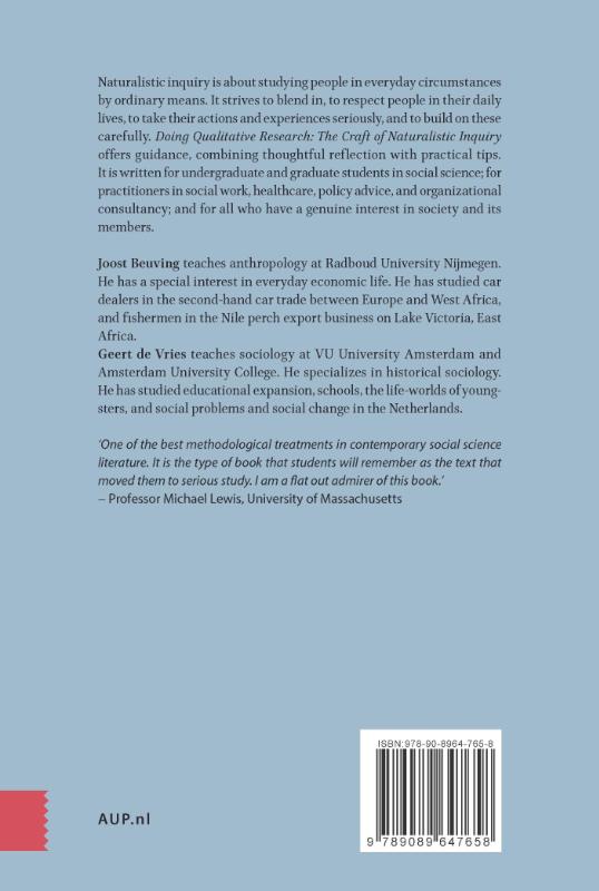 Achterkant van Doing qualitative research