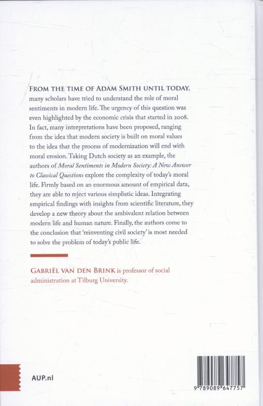 Achterkant van Moral sentiments in modern society
