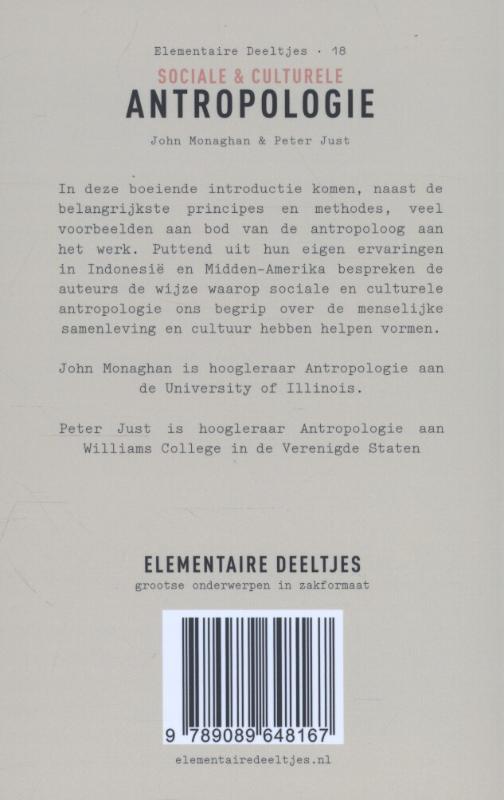 Achterkant van Sociale en culturele antropologie