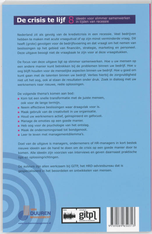 Achterkant van De crisis te lijf