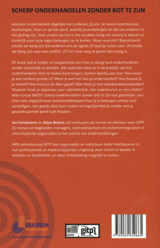 Achterkant van Scherp onderhandelen zonder bot te zijn
