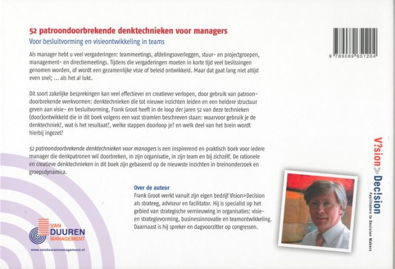 Achterkant van 52 patroondoorbrekende denktechnieken voor managers