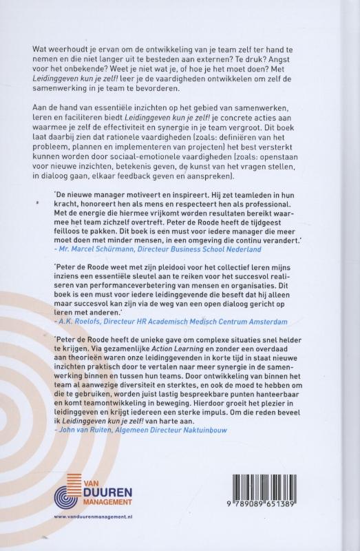 Achterkant van Leidinggeven kun je zelf