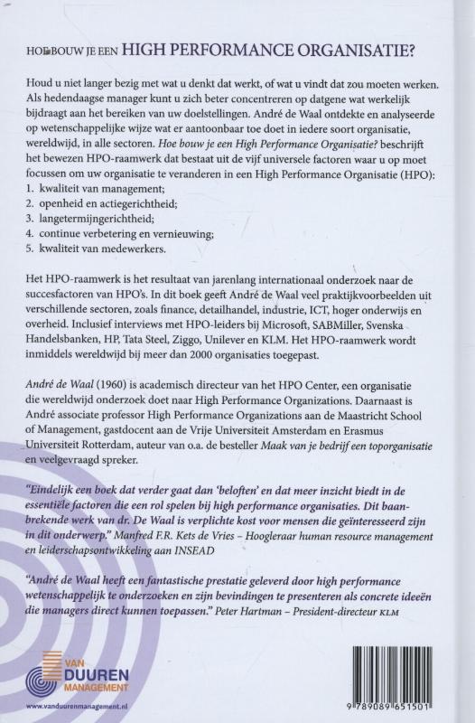 Achterkant van Hoe bouw je een high performance organisatie?