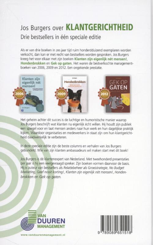 Achterkant van Jos Burgers over klantgerichtheid