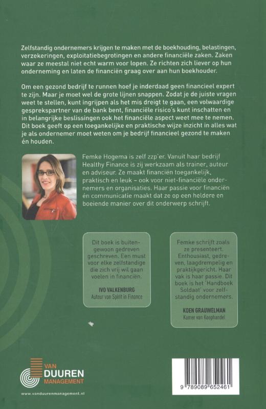 Achterkant van Financien voor zzp'ers en andere zelfstandige ondernemers