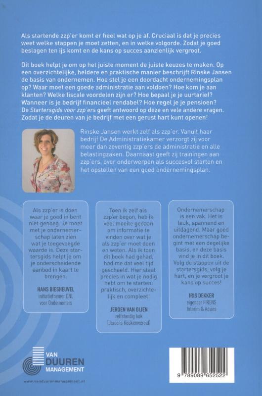 Achterkant van Startergids voor zzp'ers