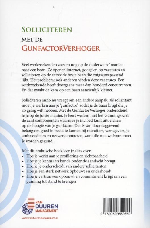 Achterkant van Solliciteren met de gunfactorverhoger