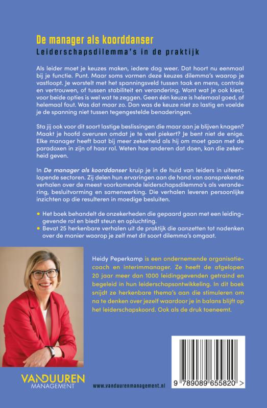 Achterkant van De manager als koorddanser