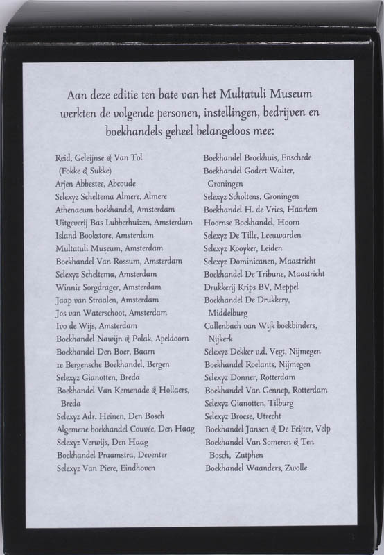 Achterkant van Multatuli, een iconografie bijzondere editie