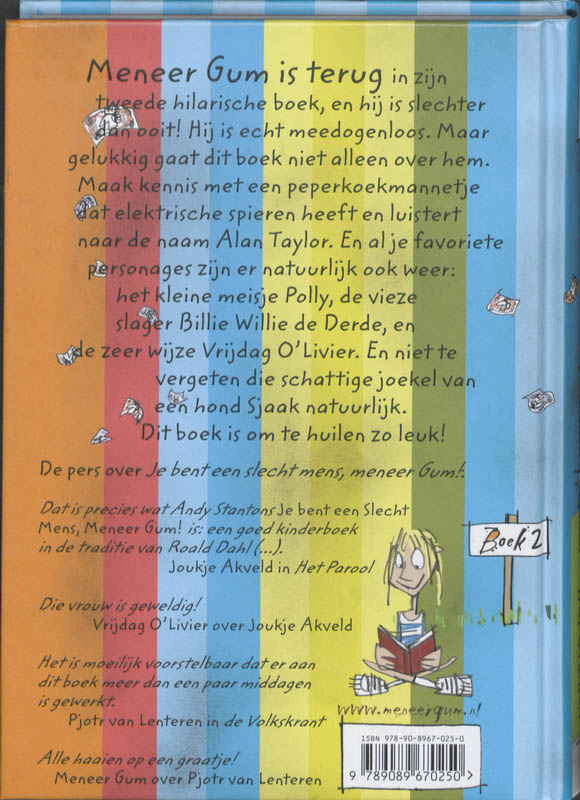 Achterkant van Meneer Gum en de Peperkoeken Biljonair