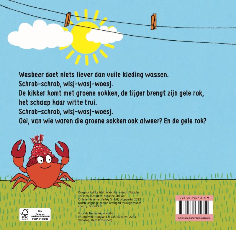Achterkant van Wasbeer doet de was