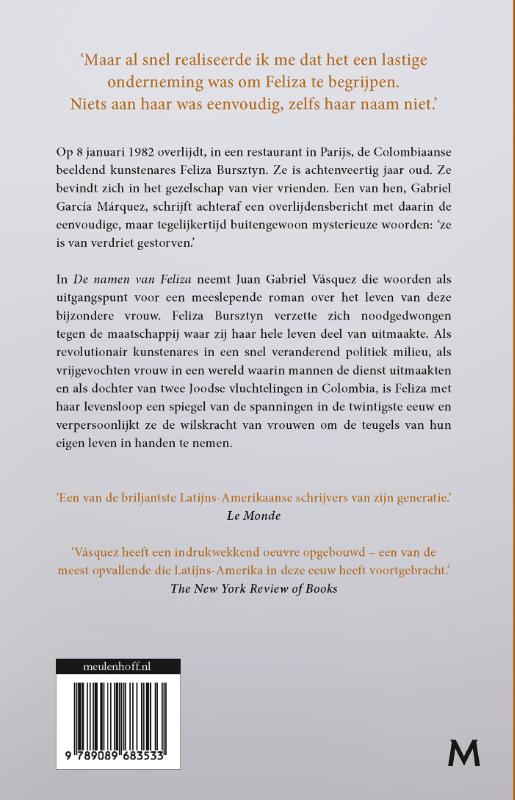 Achterkant van De namen van Feliza