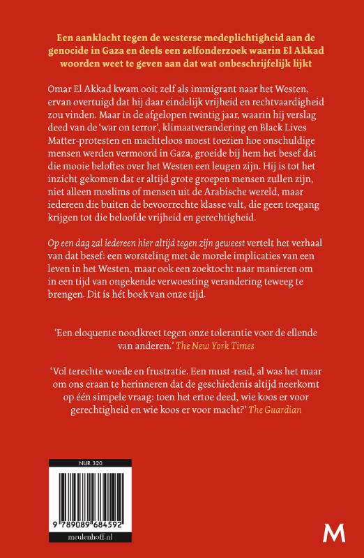 Achterkant van Op een dag zal iedereen hier altijd tegen zijn geweest