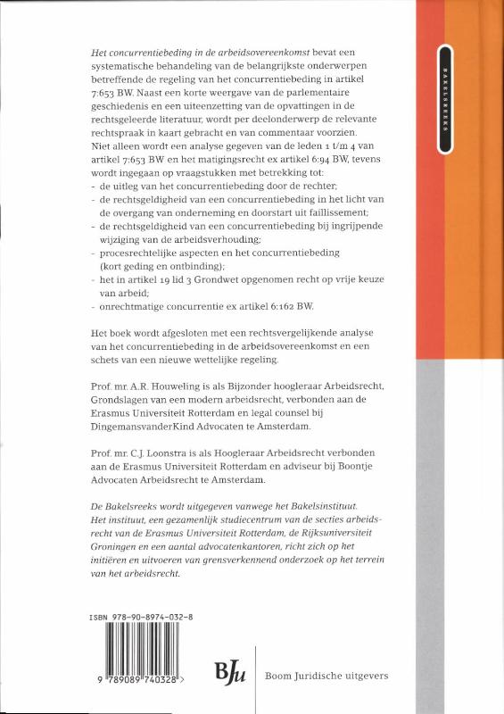 Achterkant van Het concurrentiebeding in de arbeidsovereenkomst