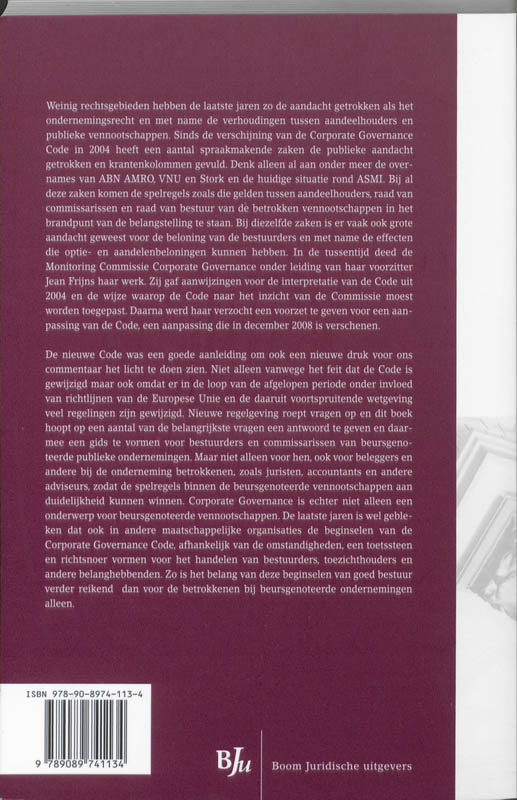 Achterkant van Corporate governance in Nederland
