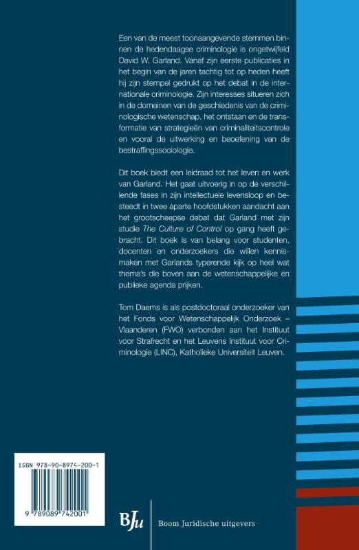 Achterkant van De bestraffingssociologie van David W. Garland