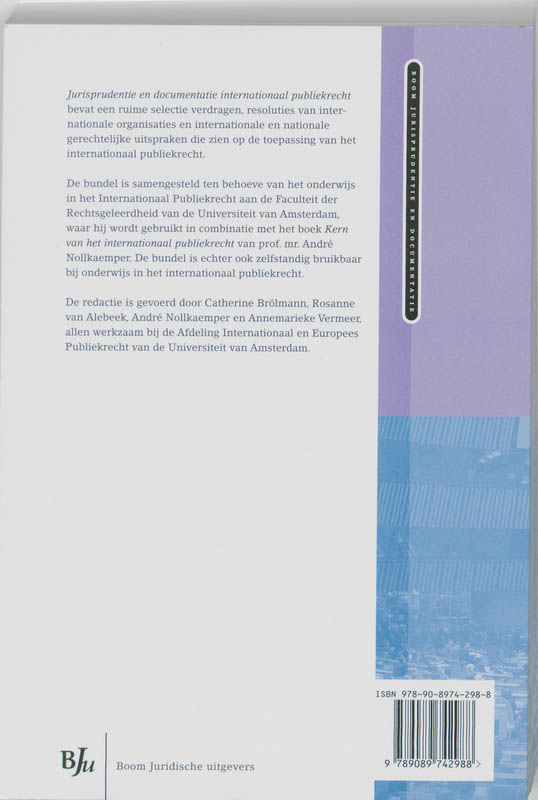 Achterkant van Jurisprudentie en documentatie internationaal publiekrecht