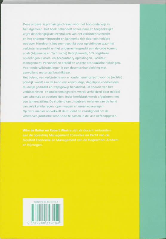 Achterkant van Verbintenissenrecht & ondernemingsrecht