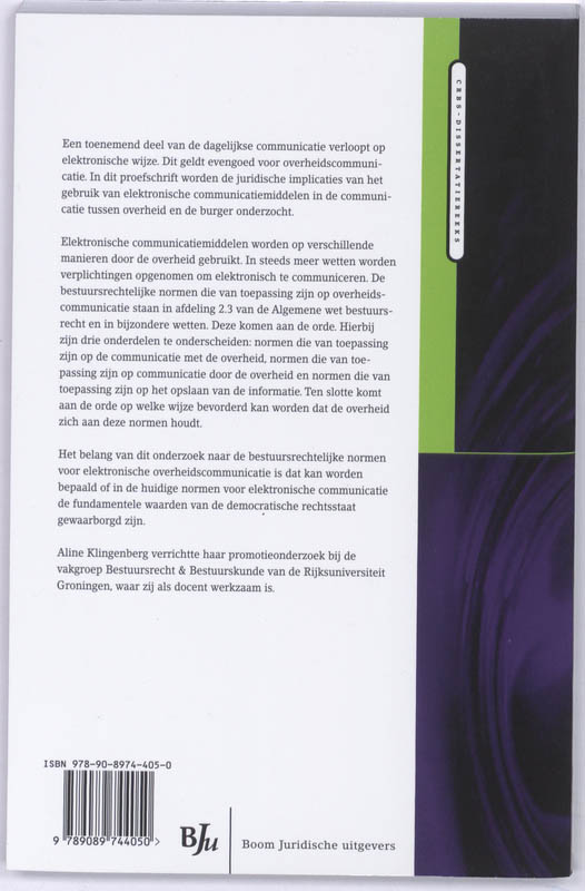 Achterkant van Bestuursrecht, e-mail en internet