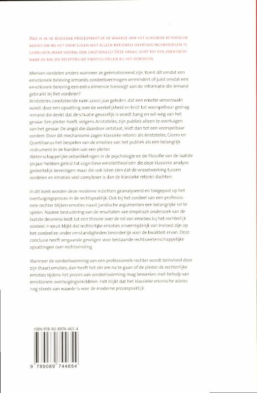 Achterkant van De overtuigingskracht van emoties bij het rechterlijk oordeel