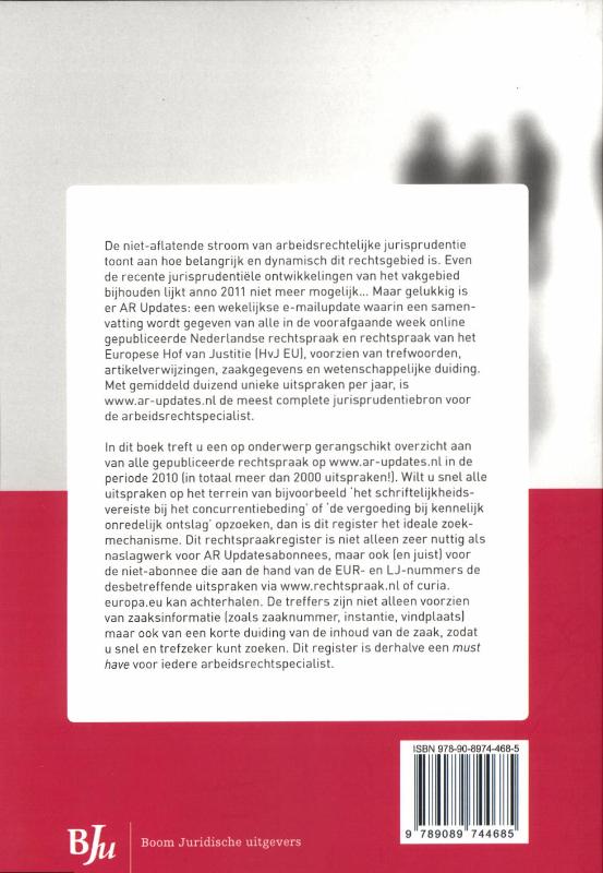 Achterkant van Rechtspraak arbeidsrecht AR Updates 2010