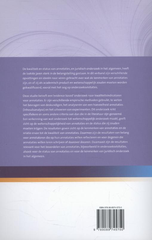 Achterkant van Kwaliteit van de juridische annotatie