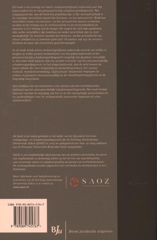 Achterkant van Planschaderecht en privaatrechtelijk schadevergoedingsrecht