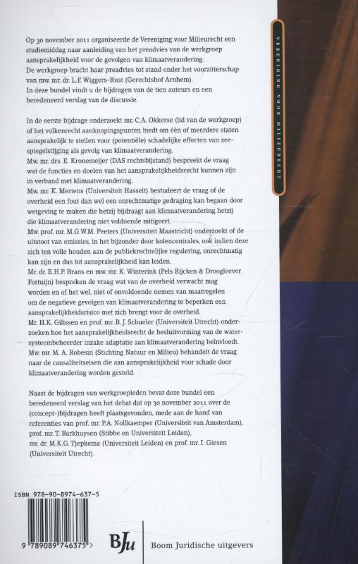 Achterkant van Naar aansprakelijkheid voor (de gevolgen van) klimaatverandering